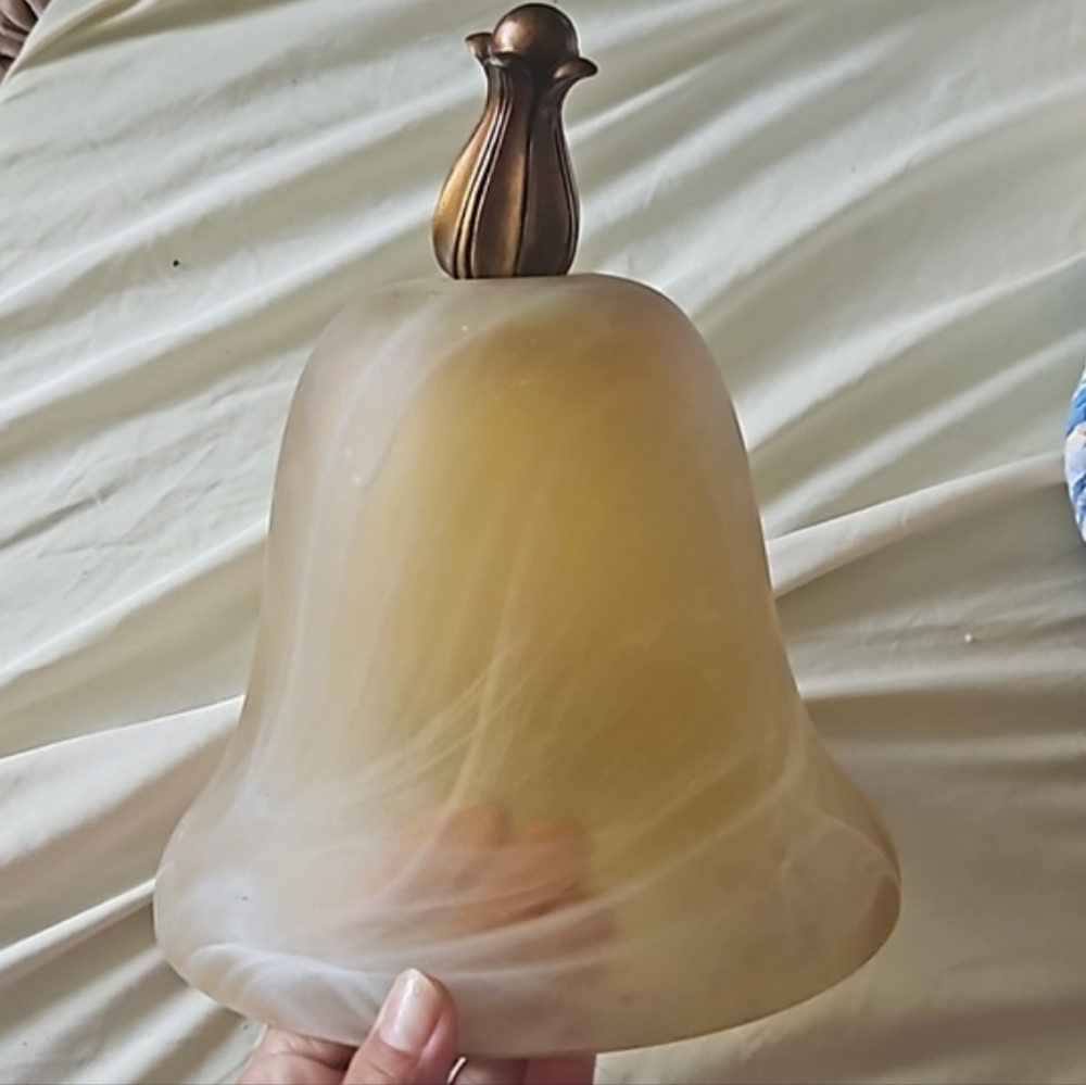 1950s WESCAL marked Glass Table Lamp Shade With cast brass hop knob RARE FIND